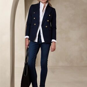 Banana Republic Women's Navy Blazer With Gold Buttons, Size 8